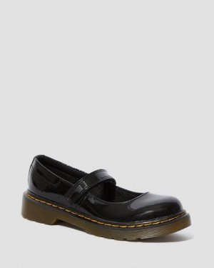 Dr Martens Junior Maccy Patent Leather Women Mary Jane Shoes Black | USA-942813