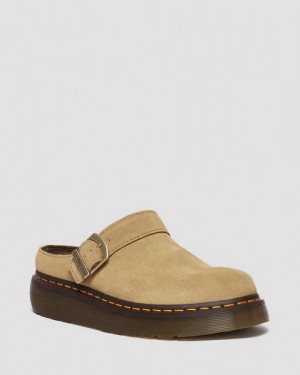 Dr Martens Laketen Bronx Suede Platform Women Mules Brown | USA-964735