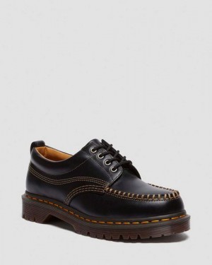 Dr Martens Lowell Leather Women Moccasins Black | USA-479560