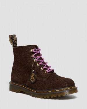 Dr Martens Made in England Hardware Suede Ankle Men 101 Boots Dark Brown | USA-95478