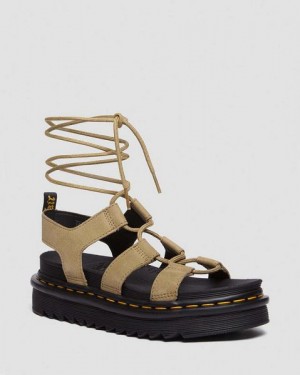 Dr Martens Nartilla Tumbled Nubuck Leather Women Gladiator Sandals Brown | USA-476528