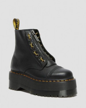 Dr Martens Sinclair Max Pisa Leather Women Platform Boots Black | USA-740921