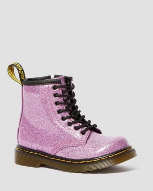 Dr Martens Toddler 1460 Glitter Kids' Lace Up Boots Dark Pink | USA-420573