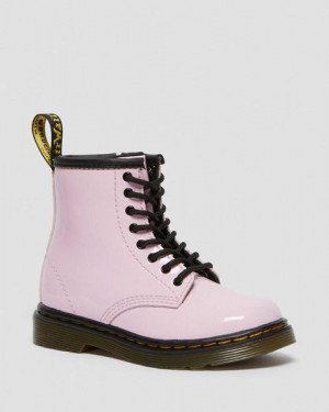 Dr Martens Toddler 1460 Patent Leather Kids' Lace Up Boots Pink | USA-135486