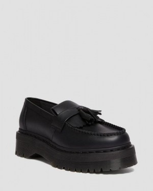 Dr Martens Vegan Adrian Felix Platform Tassel Women Loafers Black | USA-189762