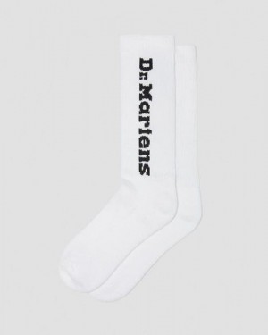 Dr Martens Vertical Logo Cotton Blend Accessories Socks White | USA-497538