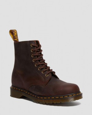 Dr Martens Waxed Full Grain Leather Lace Up Women 1460 Boots Brown | USA-542916