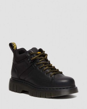 Dr Martens Woodard Grizzly Leather Low Men Casual Boots Black | USA-514287