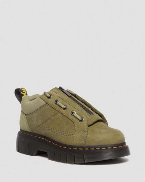 Dr Martens Woodard Tumbled Nubuck Leather Low Men Casual Boots Olive | USA-328407