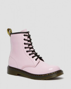 Dr Martens Youth 1460 Patent Leather Kids' Lace Up Boots Pink | USA-634952