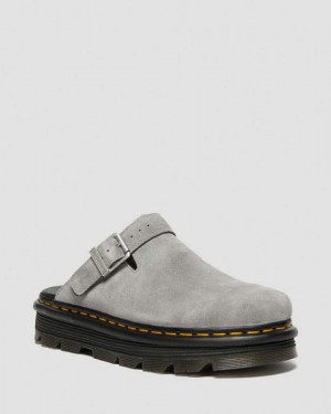 Dr Martens Zebzag Suede Slingback Platform Women Mules Grey | USA-43265