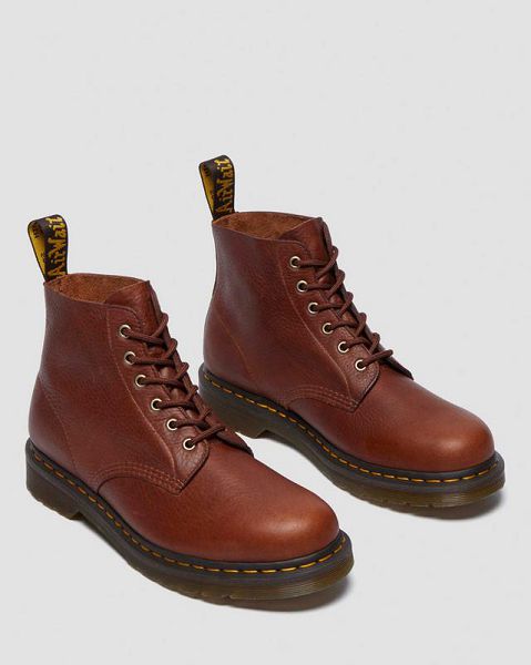 Dr Martens 101 Ambassador Leather Men Ankle Boots Brown | USA-63421