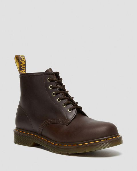 Dr Martens 101 Crazy Horse Leather Men Ankle Boots Dark Brown | USA-439056