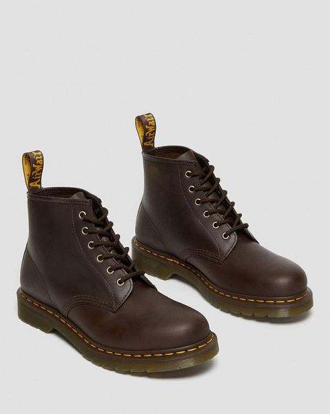 Dr Martens 101 Crazy Horse Leather Women Ankle Boots Dark Brown | USA-370516