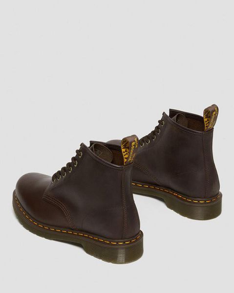 Dr Martens 101 Crazy Horse Leather Women Ankle Boots Dark Brown | USA-370516