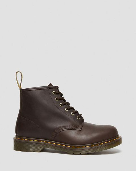 Dr Martens 101 Crazy Horse Leather Women Ankle Boots Dark Brown | USA-370516