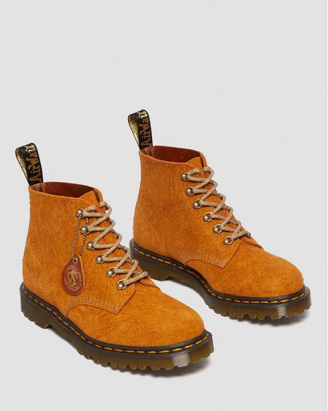 Dr Martens 101 Made in England Hardware Suede Men Ankle Boots Yellow | USA-164285