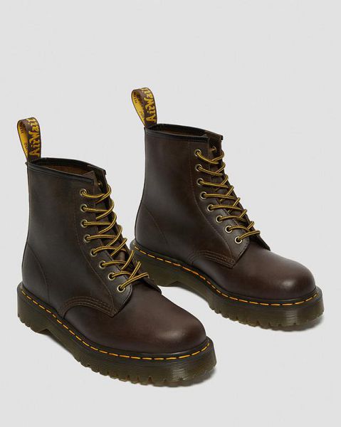 Dr Martens 1460 Bex Crazy Horse Leather Women Lace Up Boots Dark Brown | USA-126305