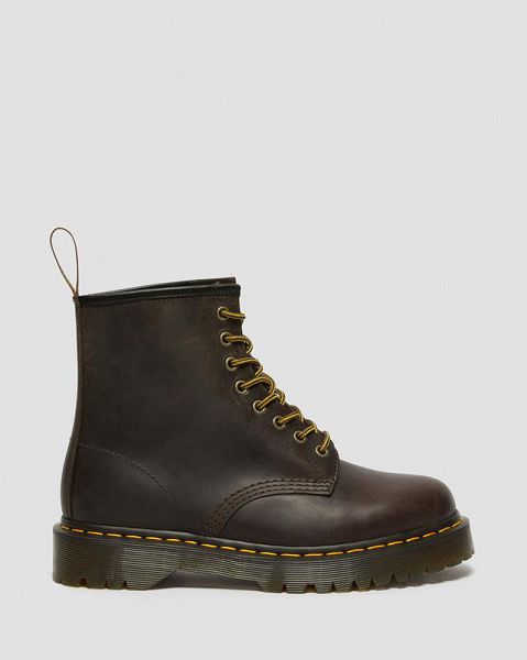 Dr Martens 1460 Bex Crazy Horse Leather Women Lace Up Boots Dark Brown | USA-126305