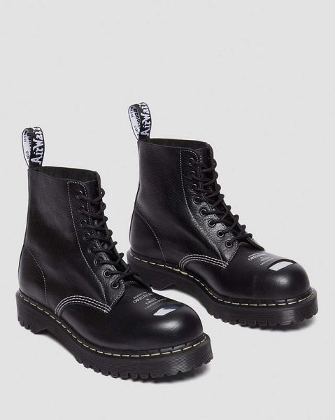 Dr Martens 1460 Bex Exposed Steel Toe Women Lace Up Boots Black | USA-129078