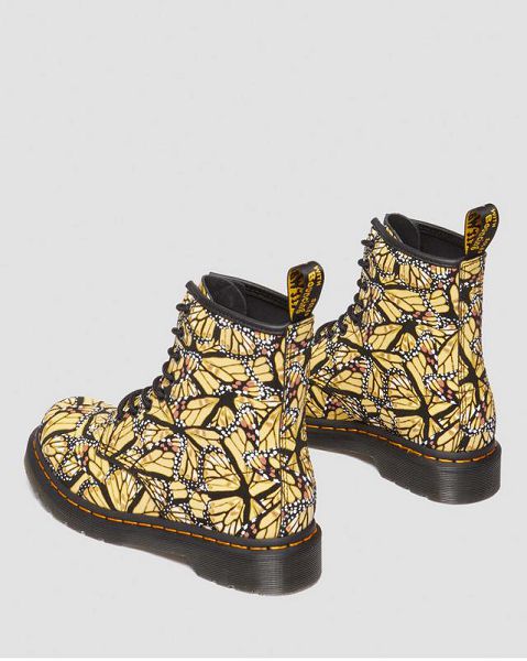 Dr Martens 1460 Butterfly Print Suede Men Lace Up Boots Yellow | USA-576428