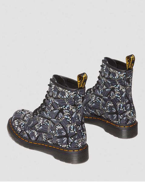 Dr Martens 1460 Butterfly Print Suede Women Lace Up Boots Grey | USA-457139