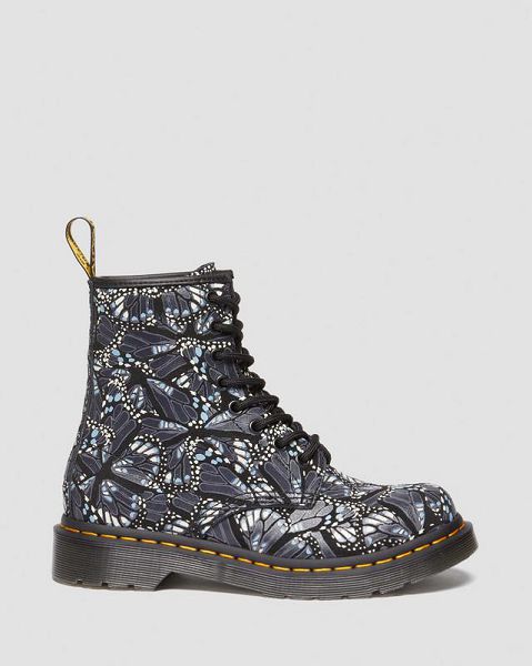 Dr Martens 1460 Butterfly Print Suede Women Lace Up Boots Grey | USA-457139