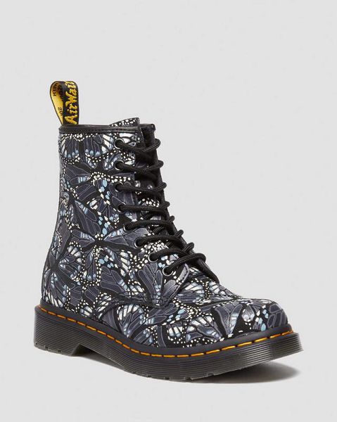 Dr Martens 1460 Butterfly Print Suede Women Lace Up Boots Grey | USA-457139