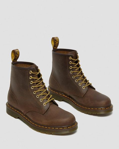 Dr Martens 1460 Crazy Horse Leather Men Lace Up Boots Brown | USA-431560