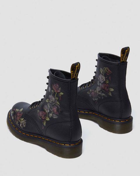 Dr Martens 1460 Decayed Roses Women Lace Up Boots Black | USA-504123