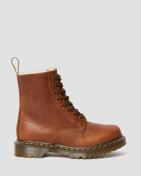 Dr Martens 1460 Faux Fur Lined Men Lace Up Boots Brown | USA-29541