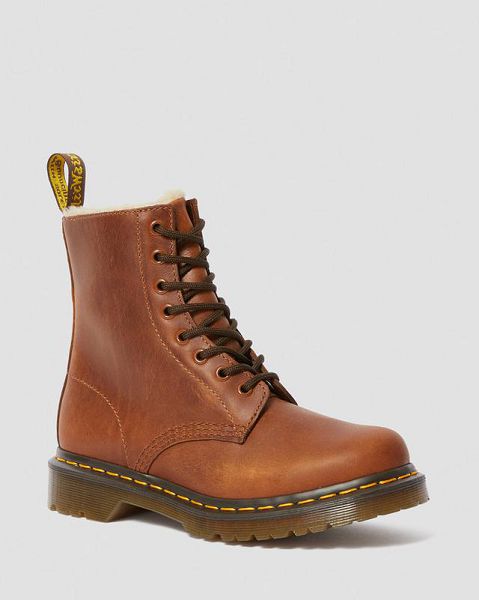 Dr Martens 1460 Faux Fur Lined Men Lace Up Boots Brown | USA-29541