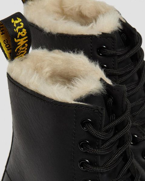 Dr Martens 1460 Faux Fur Lined Women Lace Up Boots Black | USA-31896