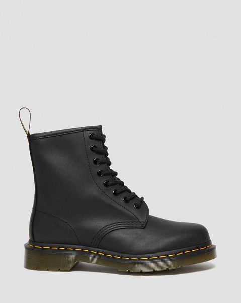 Dr Martens 1460 Greasy Leather Men Lace Up Boots Black | USA-502497