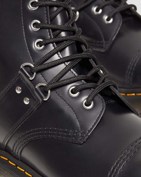 Dr Martens 1460 Hardware Polished Smooth Leather Men Lace Up Boots Black | USA-74251