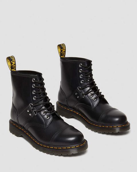 Dr Martens 1460 Hardware Polished Smooth Leather Men Lace Up Boots Black | USA-74251