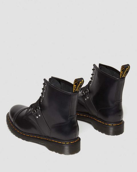 Dr Martens 1460 Hardware Polished Smooth Leather Men Lace Up Boots Black | USA-74251