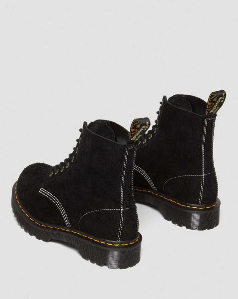 Dr Martens 1460 Made in England Emboss Suede Women Lace Up Boots Black | USA-190782