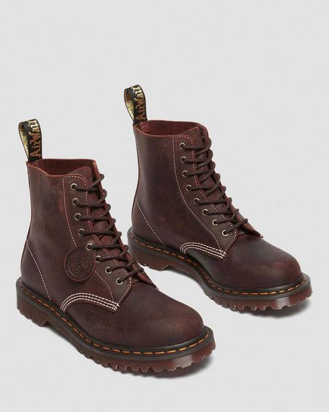 Dr Martens 1460 Made in England Wax Commander Women Lace Up Boots Dark Brown | USA-389157