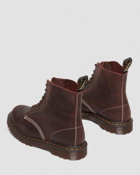 Dr Martens 1460 Made in England Wax Commander Women Lace Up Boots Dark Brown | USA-389157