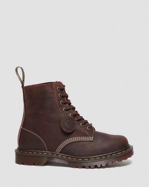 Dr Martens 1460 Made in England Wax Commander Women Lace Up Boots Dark Brown | USA-389157