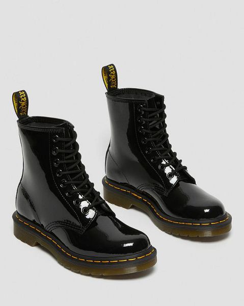 Dr Martens 1460 Patent Leather Women Lace Up Boots Black | USA-904271