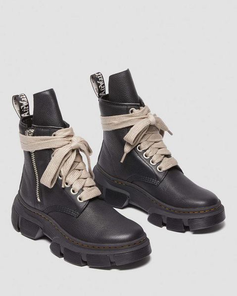 Dr Martens 1460 Rick Owens DMXL Leather Women Lace Up Boots Black | USA-46192