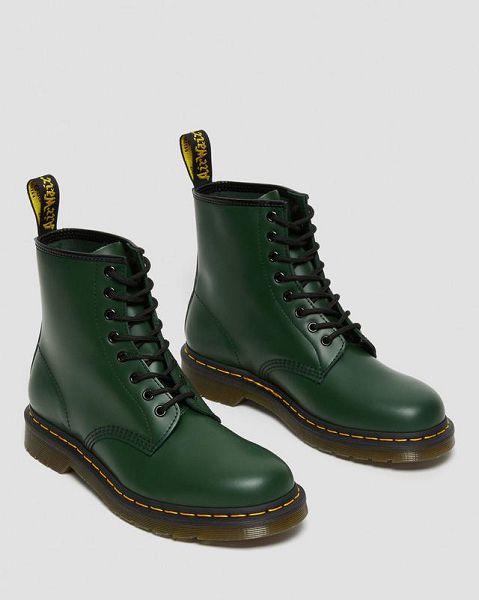 Dr Martens 1460 Smooth Leather Men Lace Up Boots Green | USA-784516