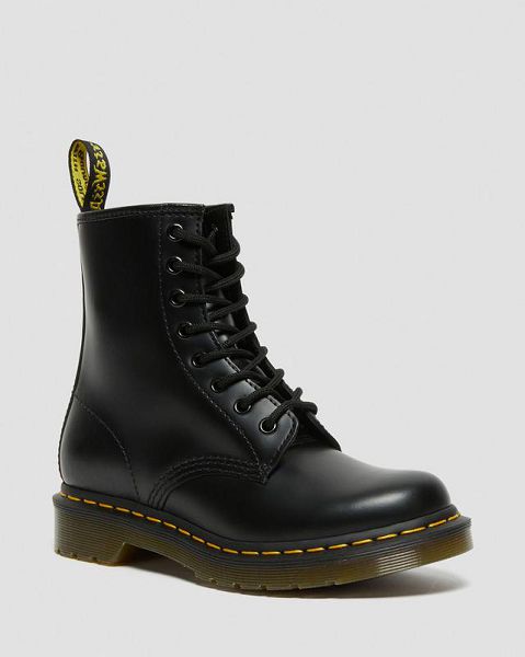 Dr Martens 1460 Smooth Leather Women Lace Up Boots Black | USA-458697