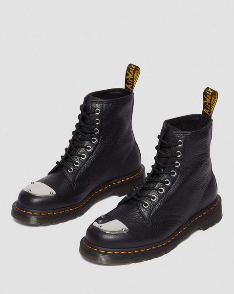 Dr Martens 1460 Toe Plate Lunar Leather Jungle Zip Women Boots Black | USA-94732