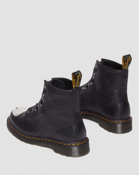 Dr Martens 1460 Toe Plate Lunar Leather Jungle Zip Women Boots Black | USA-94732