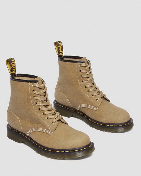 Dr Martens 1460 Tumbled Nubuck Leather Men Lace Up Boots Brown | USA-183962