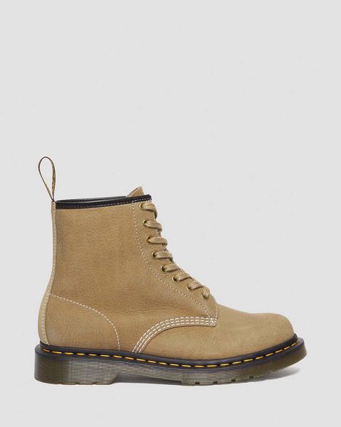 Dr Martens 1460 Tumbled Nubuck Leather Men Lace Up Boots Brown | USA-183962