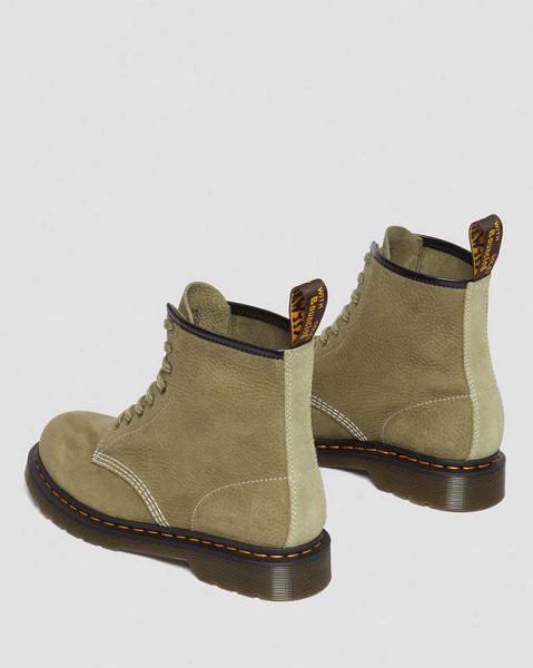 Dr Martens 1460 Tumbled Nubuck Leather Men Lace Up Boots Olive | USA-157083